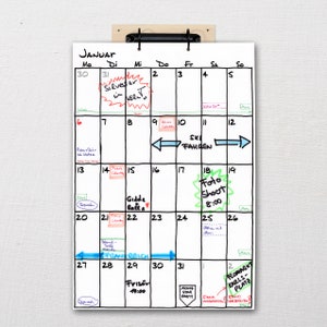 A3 calendar refill pack 2023 / 2024 / refill / calendar inserts / start as desired / monthly calendar image 4