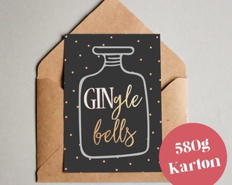 Christmas card "GINgle bells" / Typo / Greeting card / Postcard / Gift card / Art print / Christmas card