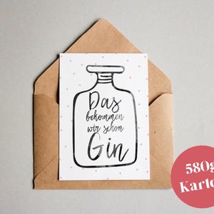 Ontwerpkaart "We'll get that Gin" / typfout / wenskaart / ansichtkaart / cadeaubon / kunstprint