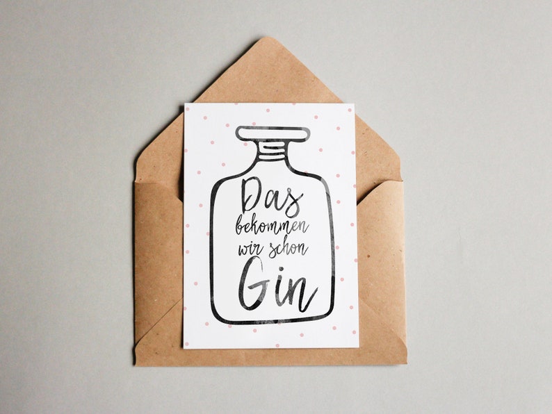 Design card We're getting gin / Typo / Greeting card / Postcard / Gift card / Art print image 1