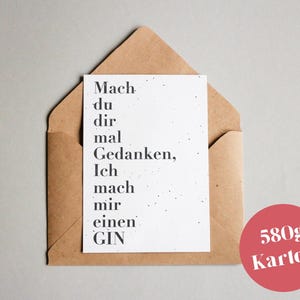 Biglietto di design "Pensaci, mi farò un gin" / errore di battitura / biglietto di auguri / cartolina / carta regalo / stampa artistica
