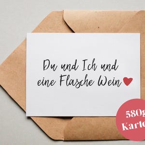 Designkarte "Du und Ich und eine Flasche Wein" / Grußkarte / Postkarte / Geschenkkarte / Kunstdruck