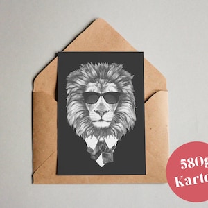 Cartão de design "Fashionable Lion"/cartão de felicitações/cartão postal/cartão de presente/impressão artística