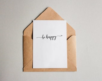 Designkarte "Be Happy grau" / Grußkarte / Postkarte / Geschenkkarte / Kunstdruck