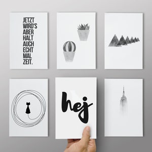6er Postkarten Set "Black&White" / Sparpaket / Bundle / Grußkarte / Postkarte / Geschenkkarte / Kunstdruck