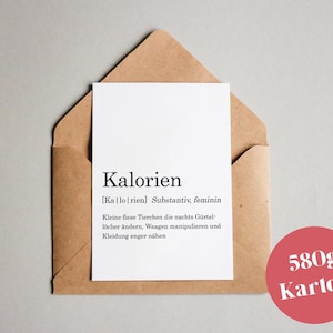 Tarjeta de diseño "Diccionario: Calorías" / tarjeta de felicitación / postal / tarjeta de regalo / impresión artística