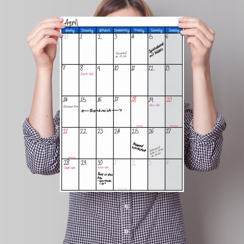 A3 Kalender Refill 18 Monate Terminator blau /  Etsy