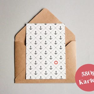 Carte design "Modèle #010 Ancre" / carte de vœux / carte postale / carte cadeau / impression d'art