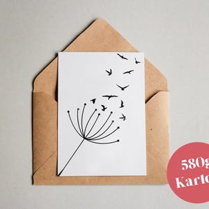Biglietto di design "Dente di leone" / biglietto di auguri / cartolina / buono regalo / stampa artistica