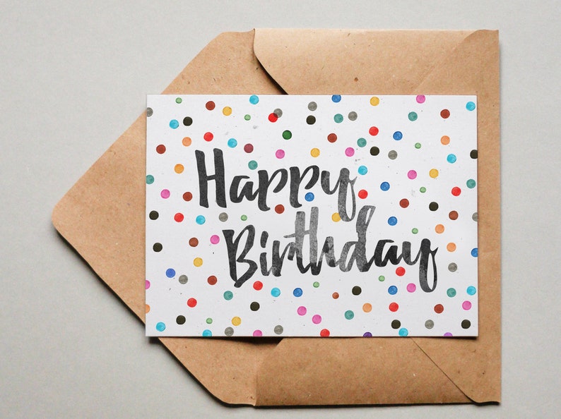 Designkarte Pünktchen Happy Birthday / Grußkarte / Postkarte / Geschenkkarte / Kunstdruck Bild 1