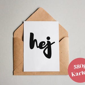 Cartão de design "hej"/cartão comemorativo/cartão postal/cartão presente/impressão artística