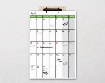 Wall calendar DIN-A3 with suspension / Ring binder mechanism / 2023/2024 / Wood / Starting month selectable