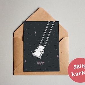 Biglietto di design "Don't Panic" / biglietto di auguri / cartolina / buono regalo / stampa artistica