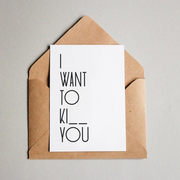 Designkarte "I want to ki__ you"" / Grußkarte / Postkarte / Geschenkkarte / Kunstdruck