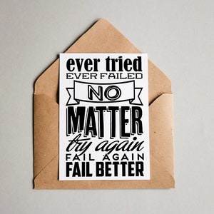 SALE: Ontwerpkaart “Faal de volgende keer beter!” / Wenskaart / ansichtkaart / cadeaubon / kunstprint