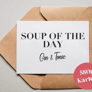 Biglietto di design "Zuppa del giorno: Gin & Tonic" / errore di battitura / biglietto di auguri / cartolina / buono regalo / stampa artistica