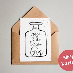 Biglietto di design "Long story short gin" / errore di battitura / biglietto di auguri / cartolina / buono regalo / stampa artistica