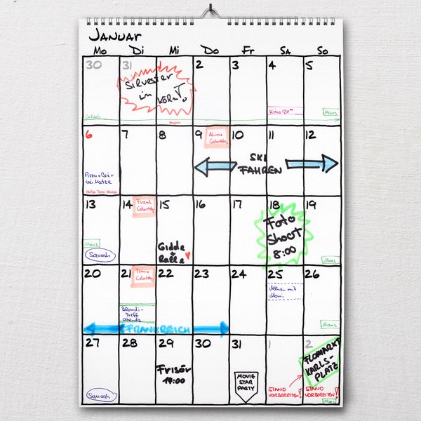DIN-A2 Wandkalender / XXL / Planer / Übergröße / Kalender / Familienkalender