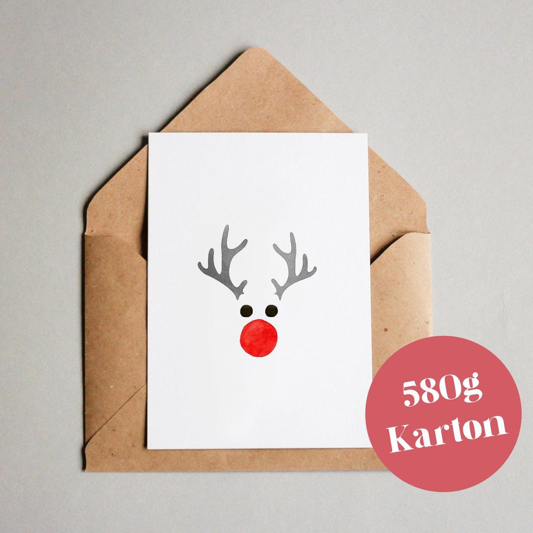 Christmas Card Ruddph Christmas Card rudolph / Greeting Card / Postcard / Gift Card / Art ...
