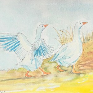 You lead and I&#39;ll follow! digital print, A4 on 140lbs watercolour paper, from original ink and watercolour painting