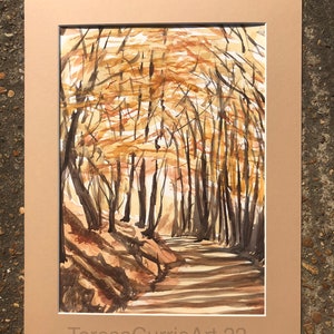 Autumn Shadows, original watercolour painting 16” x 12”, mounted ready to frame
