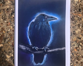 Spirit Raven, blank greetings card/notelet with white envelope 4” x 6”