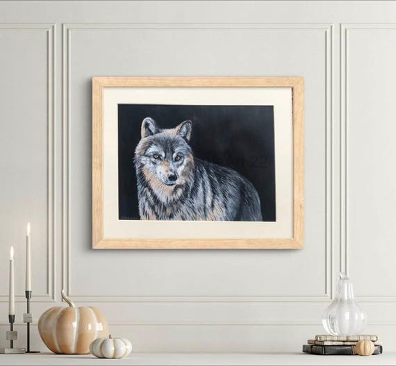 アクリル画 オオカミ