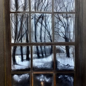 Winter Window Giclee Print, Candlelight Scene, A4/A3 Sizes