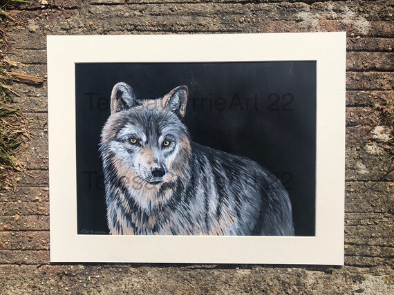 アクリル画 オオカミ