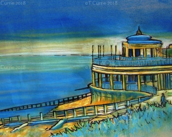 Eastbourne Bandstand, East Sussex, Giclee Print from an original ink & soft pastel painting