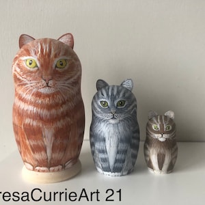 Cat Nesting Dolls, set of three, original hand painted
