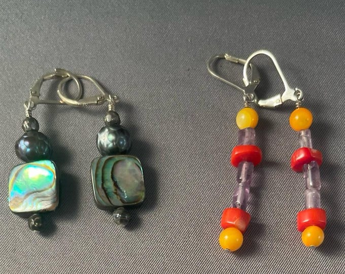 Solid Sterling Silver Earrings with Beads, Pearls & Gemstones – Your Choice