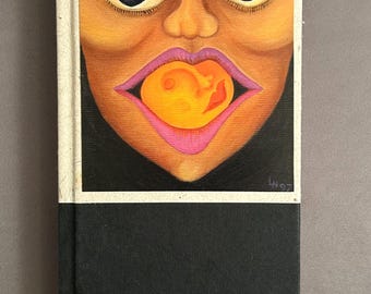 Handmade Hemp Journal: Original Artwork, Woman with Moon in her Mouth, Blank Pages