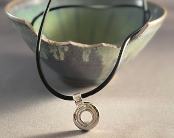 Flute Key Necklace, Sterling Silver Open Hole on Tube Bale