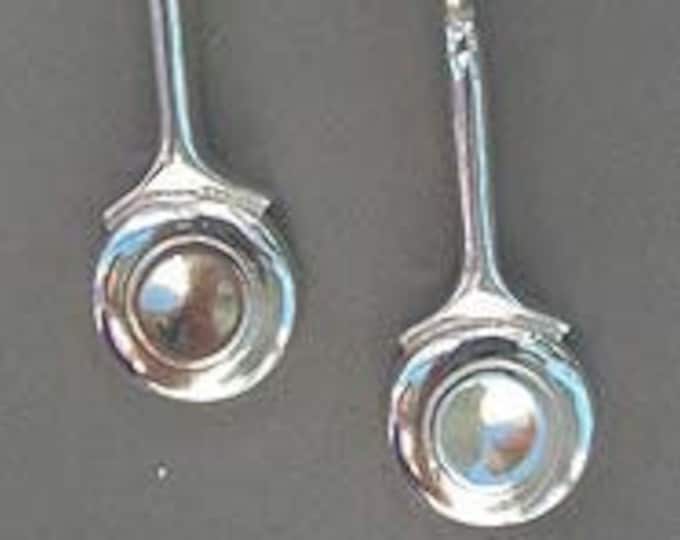 Solid Sterling Silver C-Key Flute Earrings on Ear Wires