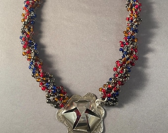 Hidden Dichroic Glass Necklace: Multi Colors & African Glass