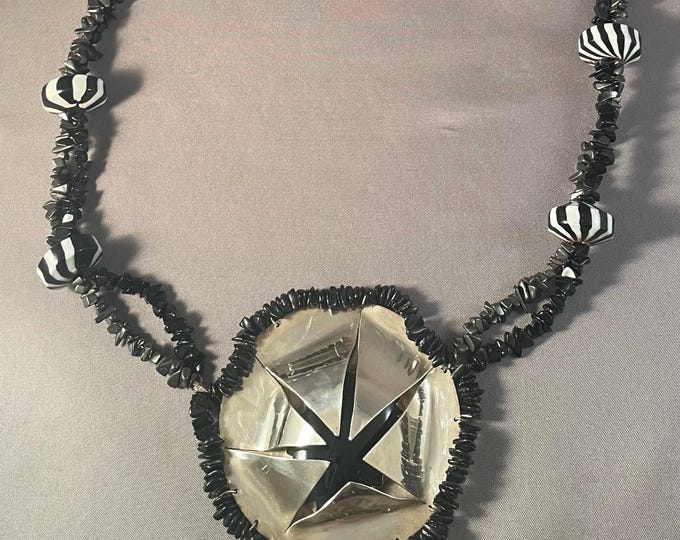 Hidden Onyx Necklace: Onyx, Hematite & African Glass