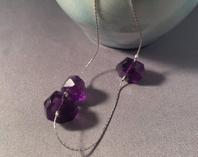 Faceted Amethyst and Sterling Silver Necklace