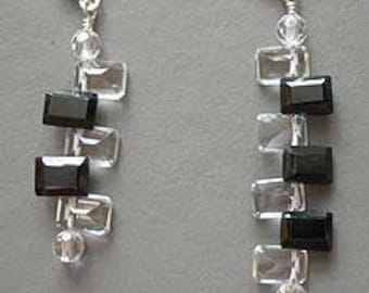Piano Black and White Crystal and Black Garnet Octave Earrings