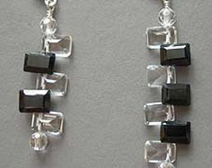 Piano Black and White Crystal and Black Garnet Octave Earrings