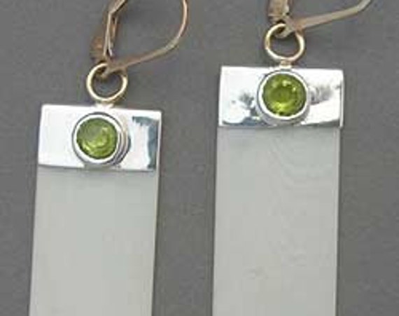 Imitation Ivory Earrings with Gemstone
