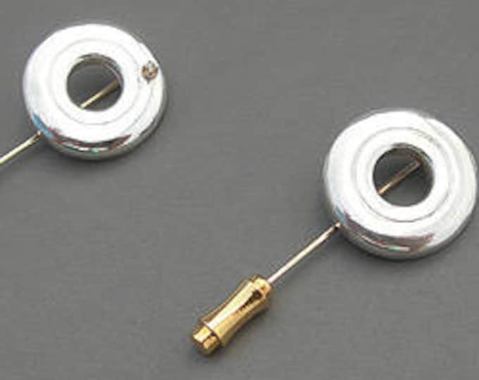Solid Sterling Silver Open Hole Flute Key Stick Pin