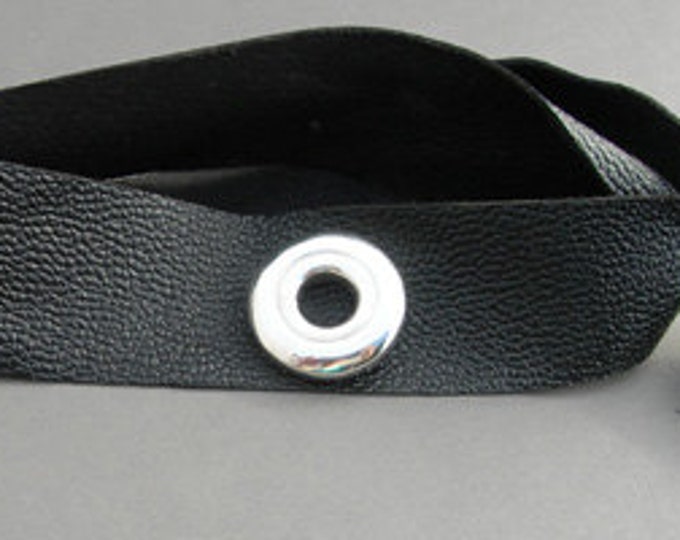 Solid Sterling Silver Open Hole Flute Key and Leather Bracelet