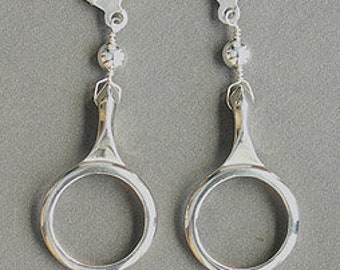 Solid Sterling Silver Clarinet Open Hole Key Earrings on Ear Wires
