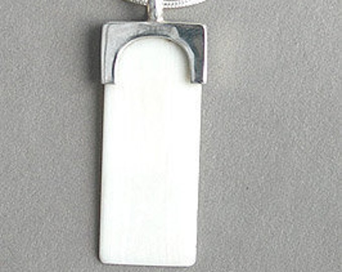 Solid Sterling Silver and Imitation Ivory Piano Key Pendant