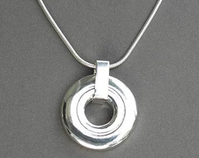 Solid Sterling Silver Contemporary Open Hole Flute Key Pendant
