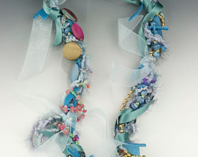 One-of-a-kind, recycled vintage necklace, Wound Treasures-Blue Buttons