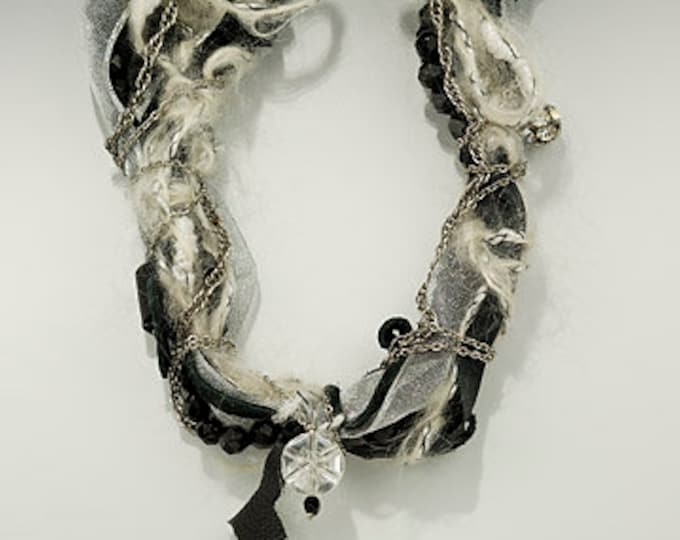 One-of-a-kind, recycled vintage necklace, Wound Treasures-Black Goth