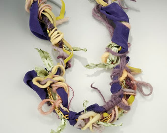 One-of-a-kind, recycled vintage necklace, Wound Treasures-Purple Passion