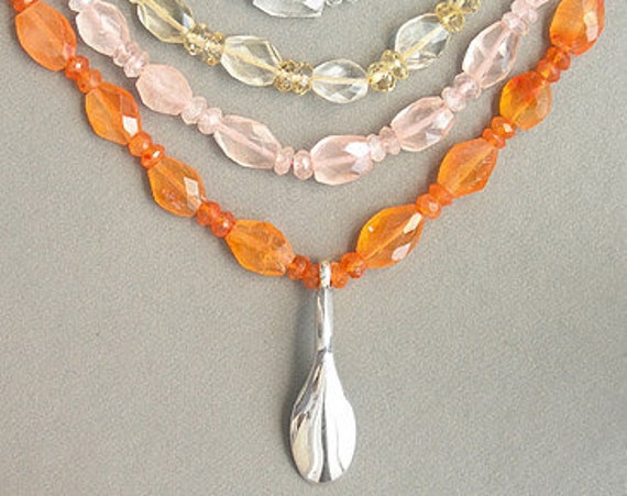 Clarinet Pinky Key on Faceted Gemstone Necklace